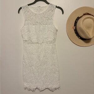 Lulu's Ivory Lace Sleeveless Mini Dress